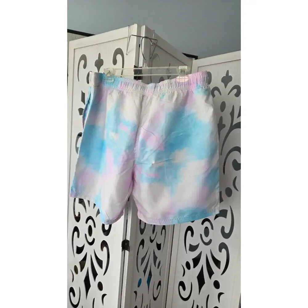 Pink Floyd Tie Dye Swim Trunks Board Shorts Mens XL Pastel Beach Shorts
